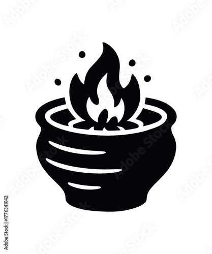 clay bake pit flat black solid vector illustration isolated on white background