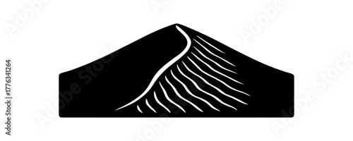 sand dune crest flat black solid vector illustration isolated on white background