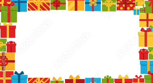 Festive gift boxes frame, perfect for holiday greetings and joyful announcements, add a touch of celebratory charm to your designs and messages now