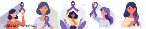 vector of a woman holding a purple ribbon