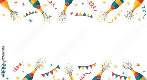Champagne Celebration Frame: Festive confetti, streamers, and bubbly for New Year's, birthdays, or any joyous occasion calling for a stylish, modern party