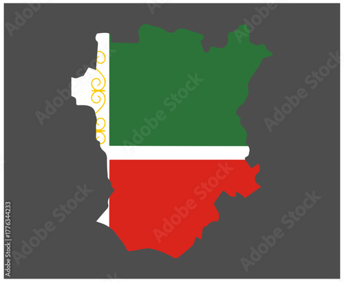 Chechnya National Europe Flag Map Emblem Symbol Icon Vector Illustration Abstract Design Element