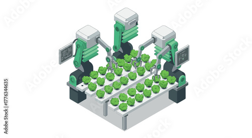 Isometric greenhouse robotics automated farming with precision technology