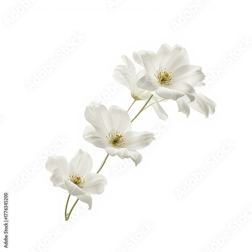 White Cosmos Flowers on White Background
