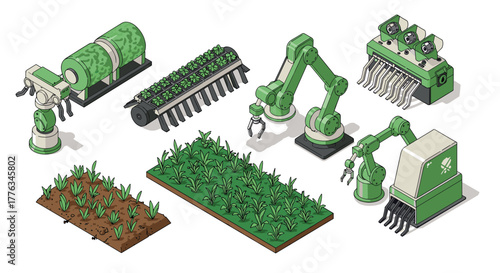 Isometric agricultural robotics and equipment collection