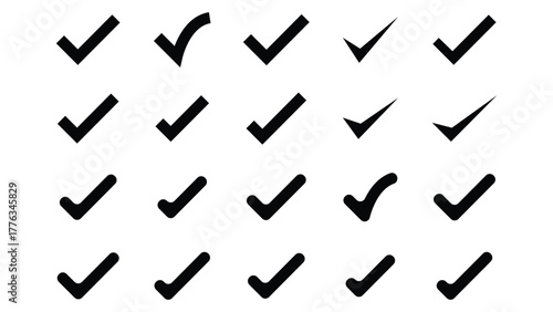A set of check mark icon sign and symbol, vector illustration design with isolated on a white background, 