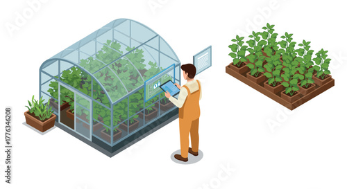 Smart greenhouse with digital monitoring in modern agriculture