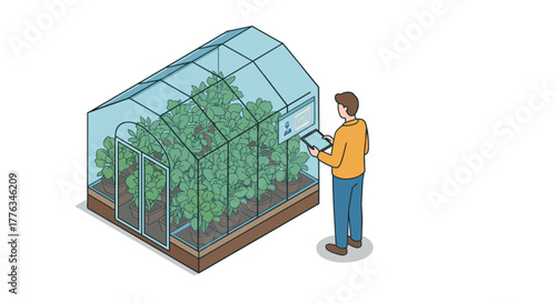 Isometric greenhouse with smart technology for sustainable farming