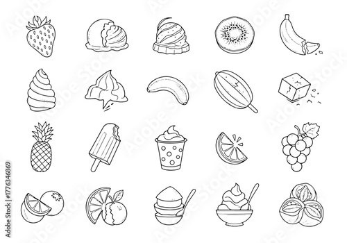 Frozen Fruit and Dessert Pairing Icons