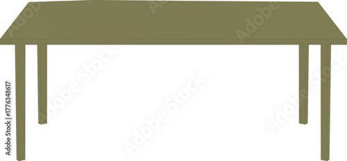 Olive green dining table, a modern furnishing for your home or office space, simple design table for creative projects and interiors, isolated furniture