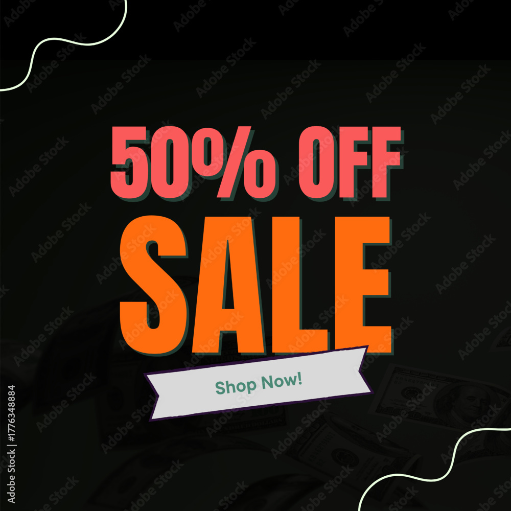 Fototapeta premium Vector Text Illustration For 50 percent sale off.