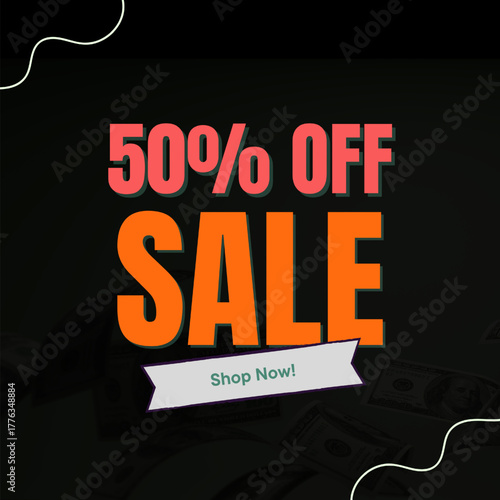 Vector Text Illustration For 50 percent sale off.