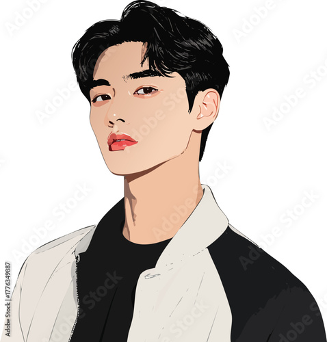 アイドル風のかっこいい男性の横顔イラスト素材