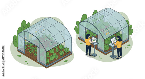 Modern greenhouse technology digital control panels for efficient sustainable farming