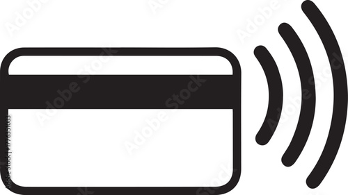 Contactless Credit Card Payment Icon, Black on White 