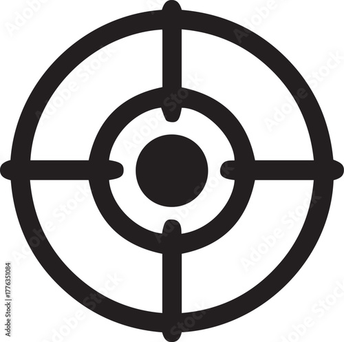 Target Bullseye Goal Icon, Black on White 