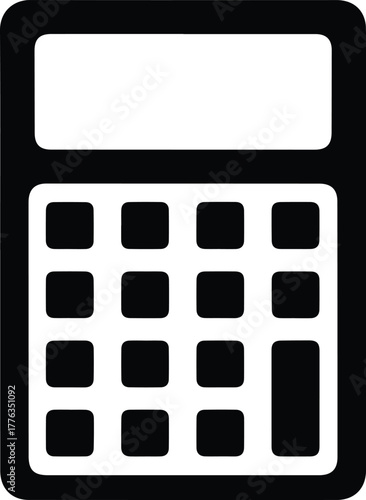 Calculator Finance Icon, Black on White 