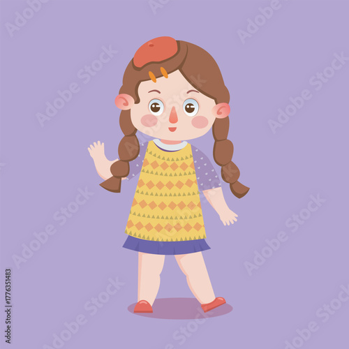 Girl with Braids in Yellow Dress