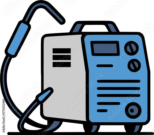 Modern, powerful welding machine. Industrial electric hardware and technology.