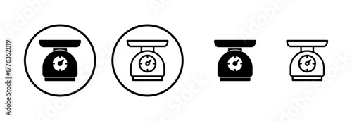 Scales icon logo design. Weight scale sign and symbol