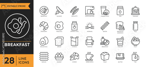 Breakfast icon set. Vector illustration	