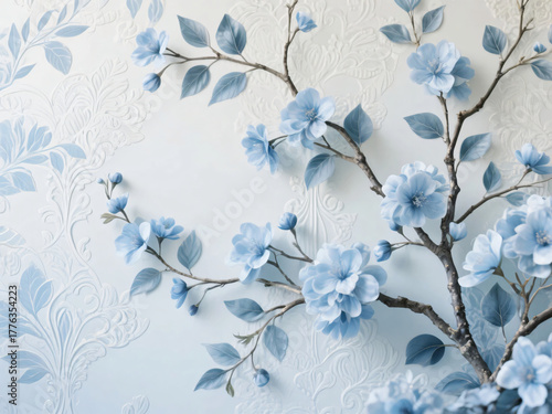 Minimalist Wall-Painted Flowers and Branches Illustration