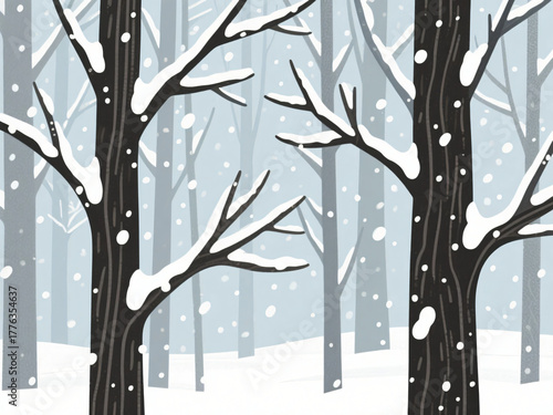 Minimalist Tree Forest in Winter