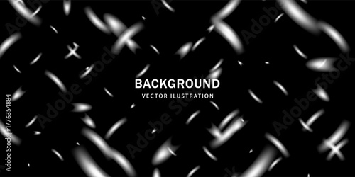 Silver confetti isolated on black background. Shiny Glitter silver Confetti isolated on black background. Design template for card, invitation, Decorative element. Vector illustration EPS 10.