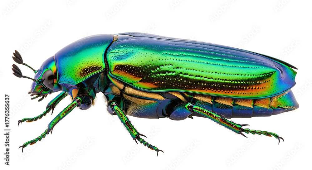Fototapeta premium Iridescent Jewel Beetle on Transparent Background