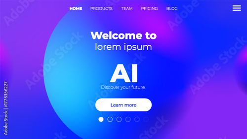 Modern Gradient Website Landing Page Design with AI Concept and Futuristic UI Background