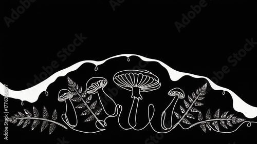 Hand Drawn Mushroom Illustration in Vintage Botanical Style