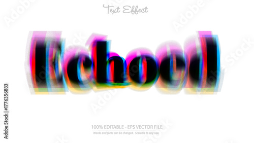 Echoed text effect with colorful glitch RGB blur and motion distortion