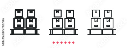 Stacked boxes on pallet icon. Thin line icon vector