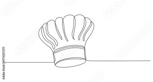 One continuous line art drawing Chef Caps,1
