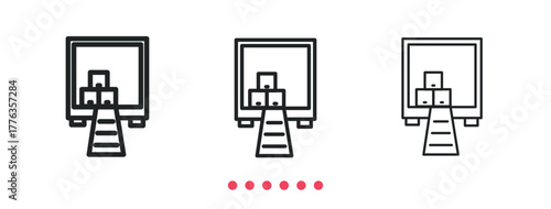 Truck loading bay icon. Thin line icon vector