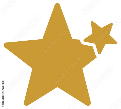 Gold Broken Star Icon Vector Graphic Showing Fracture or Separation