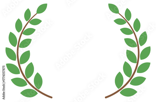 Simple vector laurel wreath icon illustration Minimalist green leaves on white background for awards and achievements