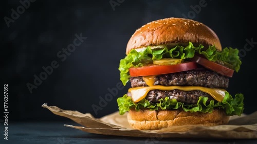 Juicy Cheeseburger Close Up Delicious Fast Food Scene