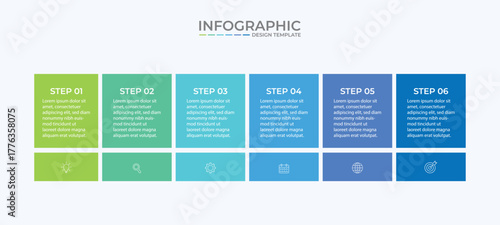 Infographic template with 6 steps, workflow, process chart