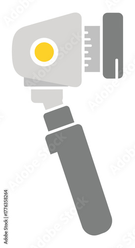 Minimalist Medical Examination Device Icon Vector Handheld Diagnostic Equipment Symbol Flat Graphic in Gray and Yellow