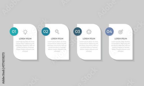 4 steps Ingographic design template with icons. Minimalistic vector design