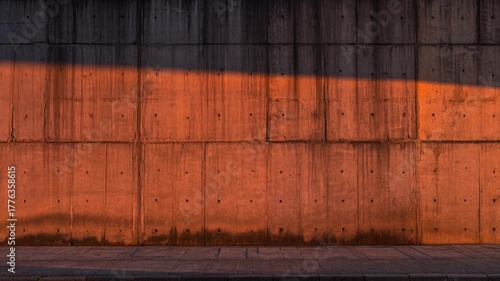 Industrial Concrete Wall with Orange Stripe Urban Background