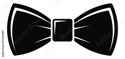 Elegant Black Bow Tie Silhouette Icon Vector Formal Event Accessory