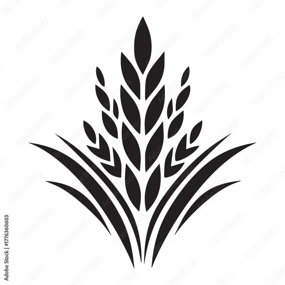 Fototapeta premium Wheat Barley Rice Icon Hand Drawn Vector.A Vector Icon.