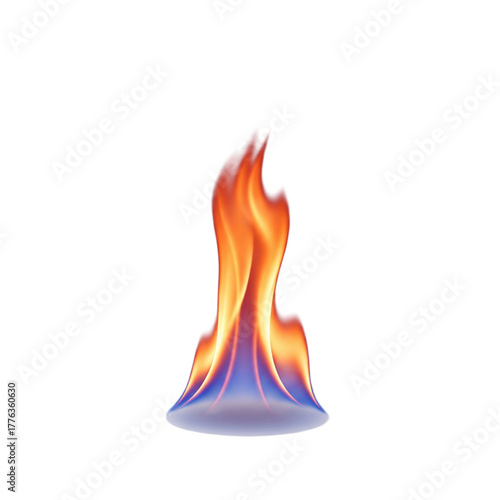 Realistic blue and orange flame isolated on transparent background