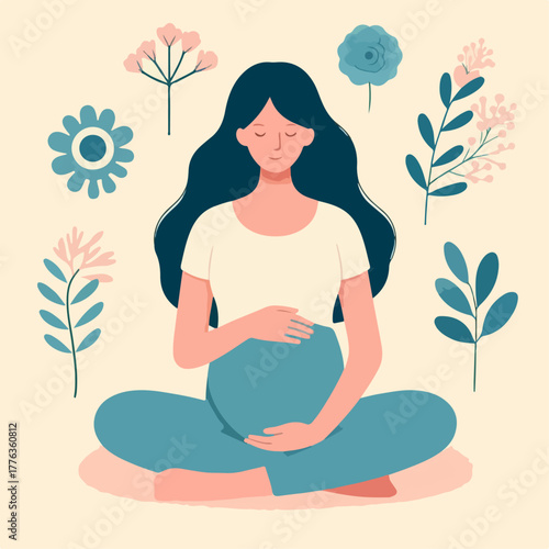 flat illustration of a pregnant mother