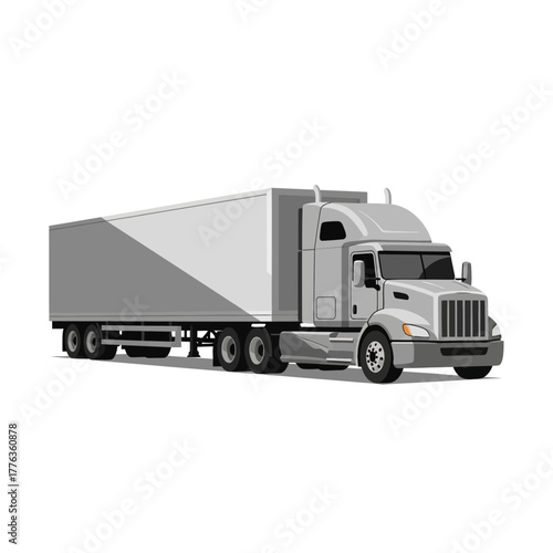 Semi Truck Trailer Cartoon Illustration, Freight Transportation