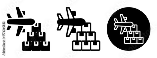 Cargo Plane Icon Collection Glyph & Mixed Style