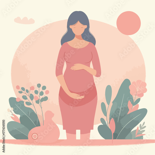 flat illustration of a pregnant mother