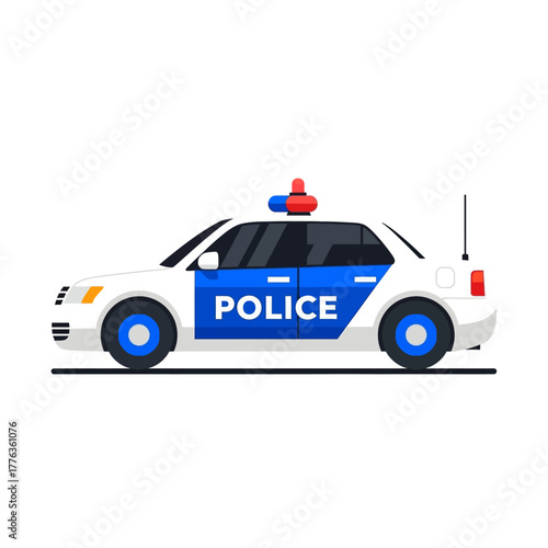 Vector Illustration of Police Car, Law Enforcement Vehicle